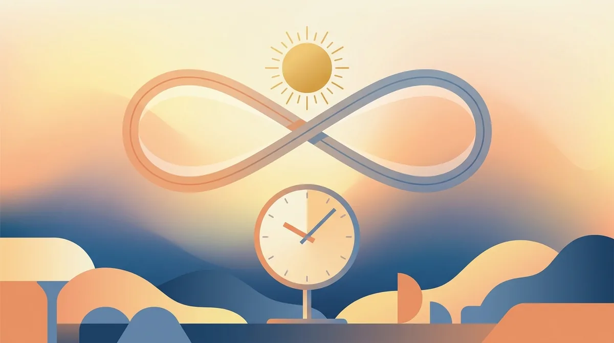 Un reloj de sol proyectando una sombra corta al mediodía junto a un reloj moderno que marca las 12:00, ilustrando la diferencia entre el mediodía solar y el de reloj